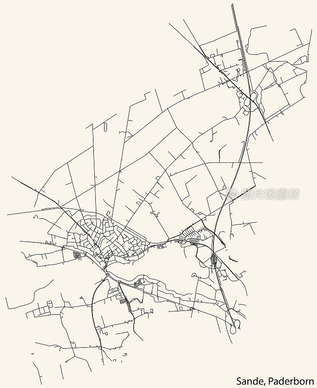 PADERBORN SANDE区的街道地图